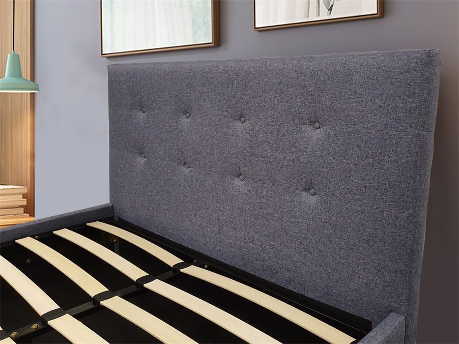 Button Upholstered Gas Lift Bed Frame with Storage