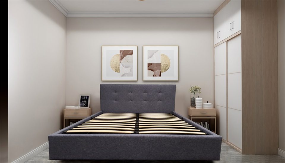 Button Upholstered Gas Lift Bed Frame with Storage