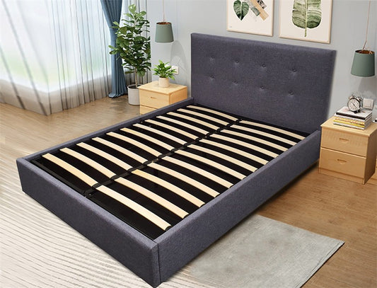 Button Upholstered  Gas Lift Bed Frame with Storage