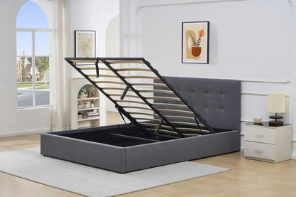 Button Upholstered  Gas Lift Bed Frame with Storage
